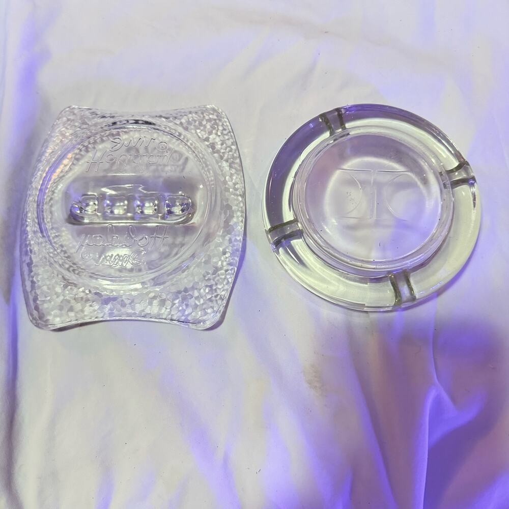Two VINTAGE ASHTRAYS - From the Holiday Inn and Hilton - Glass
